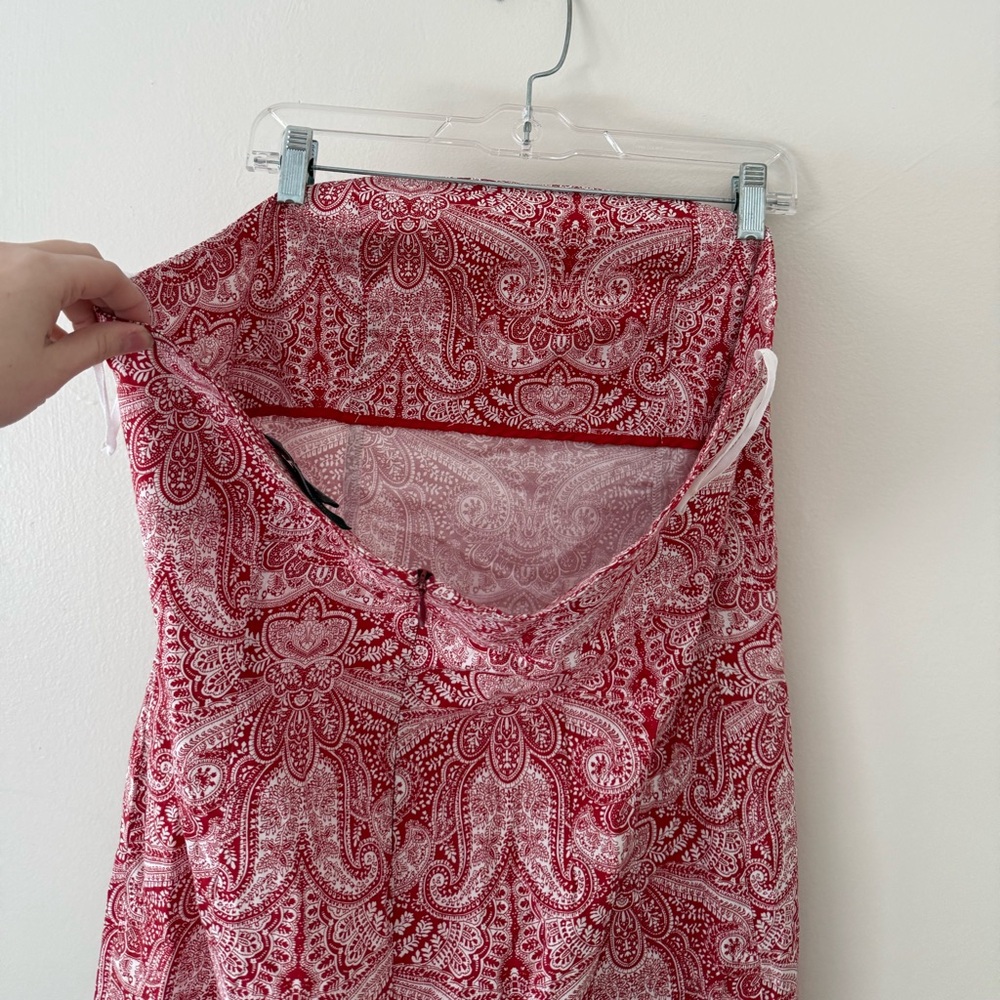 Plus Size 18 Strapless Mini Dress Red and White Paisley Bandana Western - Picture 3 of 13